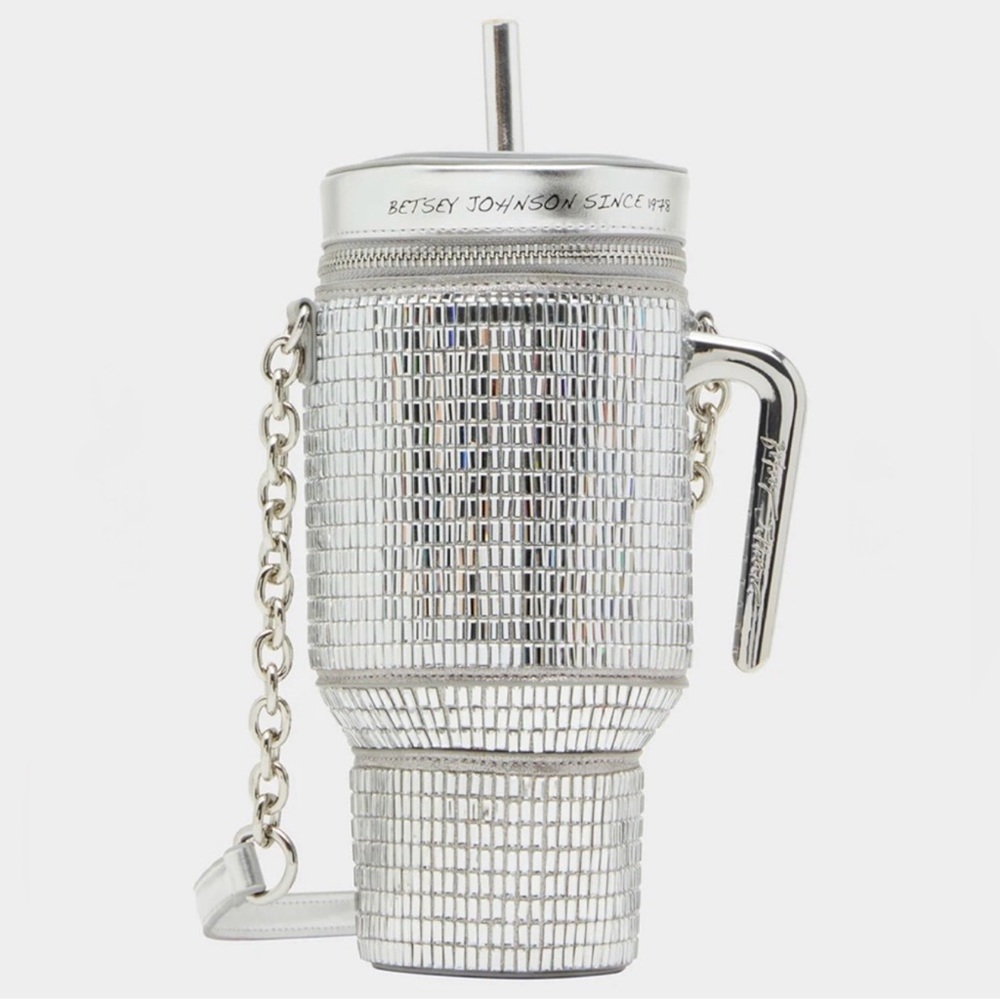 FLASHSALE🔥NWT BETSEY JOHNSON KITSCH HYDRATION HONEY SILVER MUG CROSSBODY BAG